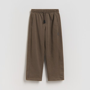 Bawełniane spodnie wide leg - 152 (11 lat) - ciemnobrązowy - chłopcy - Reserved - 408HK-89X