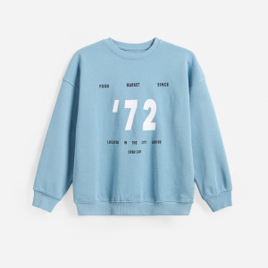 Bawełniana bluza z nadrukiem - 152 (11 lat) - jasnoniebieski - chłopcy - Reserved - 412JW-50X