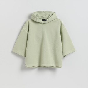 Bluza z krótkim rękawem - M - oliwkowy - męska - Reserved - 417HM-81X