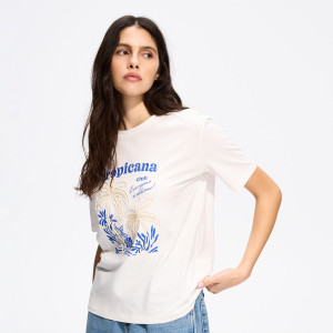 T-shirt z nadrukiem - M - biały - damska - Reserved - 417HT-00X