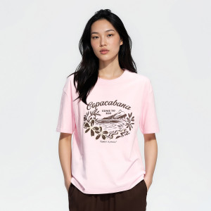 T-shirt z nadrukiem - L - pastelowy róż - damska - Reserved - 417HT-03X