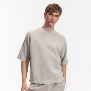 Bluza z krótkim rękawem - L - jasnoszary - męska - Reserved - 418HM-09X