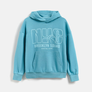 Bluza oversize z kapturem - 122 (6-7 lat) - jasnoniebieski - chłopcy - Reserved - 420JW-50X