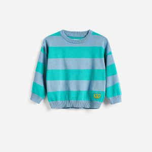 Sweter w paski - 104 (3-4 lata) - turkusowy - chłopcy - Reserved - 423JV-66X
