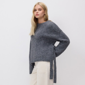 Sweter z kokardkami - L - ciemnoszary - damska - Reserved - 424HI-90M