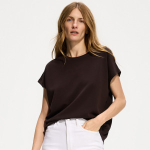 T-shirt z modalem - XS - ciemnobrązowy - damska - Reserved - 430HT-89X