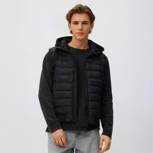 Pikowana kamizelka z kapturem - XXL - czarny - męska - Reserved - 435HZ-99X