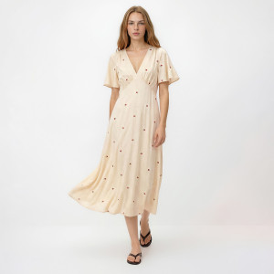 Sukienka midi z lyocellem - XXL - jasnożółty - damska - Reserved - 436IK-10X