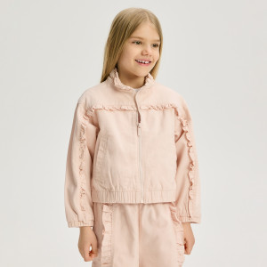 Bawełniana kurtka bomberka - 116 (5-6 lat) - pastelowy róż - dziewczynki - Reserved - 437HR-03X