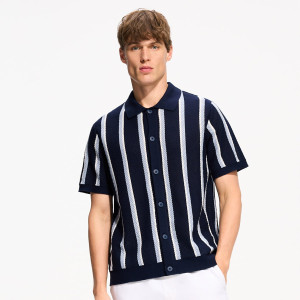 Rozpinany sweter z kołnierzem - S - granatowy - męska - Reserved - 439JR-59P