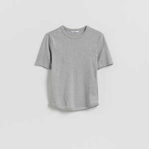 Bawełniany t-shirt - L - jasnoszary - damska - Reserved - 439KL-09M
