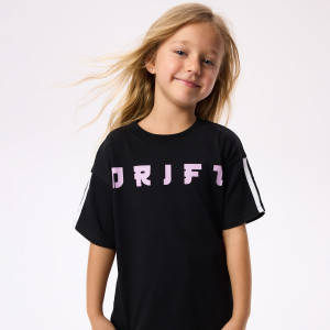 Luźny t-shirt z nadrukiem - 122 (6-7 lat) - czarny - dziewczynki - Reserved - 444HU-99X