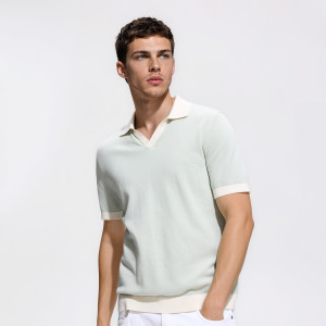 Bawełniany sweter polo - XL - miętowy - męska - Reserved - 444JR-65X