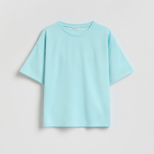 T-shirt z modalem - 140 (9 lat) - jasnoturkusowy - dziewczynki - Reserved - 448HU-06X