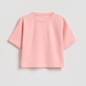 Gładki t-shirt z modalem - 146/152 (10-11 lat) - jasnopomarańczowy - dziewczynki - Reserved - 449HU-20X