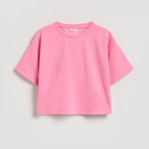 Gładki t-shirt z modalem - 146/152 (10-11 lat) - różowy - dziewczynki - Reserved - 449HU-30X