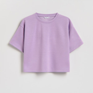 Gładki t-shirt z modalem - 134/140 (8-9 lat) - fioletowy - dziewczynki - Reserved - 449HU-45X