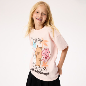 T-shirt Kapibara CapyFun - 164 (13 lat) - pastelowy róż - dziewczynki - Reserved - 451HU-03X