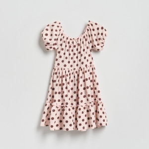 Sukienka w kropki - 116 (5-6 lat) - pastelowy róż - dziewczynki - Reserved - 451IB-03X