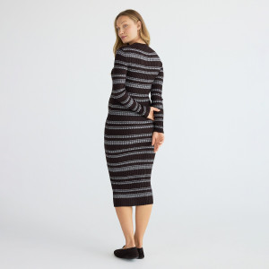 Dzianinowa sukienka midi - XL - wielobarwny - damska - Reserved - 454GS-MLC