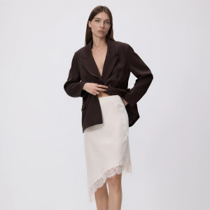 Spódnica z asymetrycznym dołem - L - kremowy - damska - Reserved - 456IK-02X