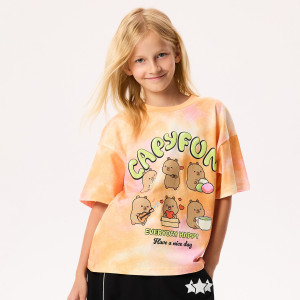 T-shirt Kapibara CapyFun - 128 (7-8 lat) - wielobarwny - dziewczynki - Reserved - 458HU-MLC