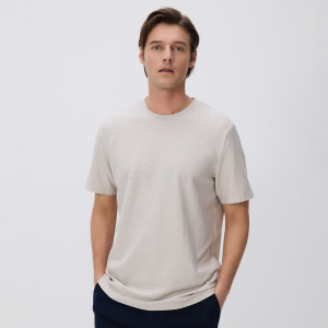Strukturalny t-shirt regular - S - jasnoszary - męska - Reserved - 459IW-09X