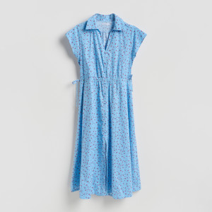Sukienka midi w kwiaty - XXL - niebieski - damska - Reserved - 460JO-55X
