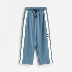 Spodnie wide leg z lampasami - 170 (13-14 lat) - granatowy - chłopcy - Reserved - 461JV-59X
