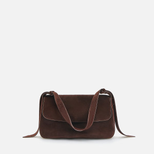 Zamszowa torebka na ramię - ONE SIZE - ciemnobrązowy - damska - Reserved - 4638Y-89X