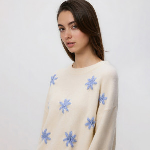 Sweter z aplikacjami 3D - XL - wielobarwny - damska - Reserved - 463HI-MLC