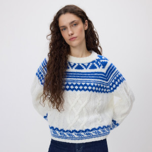 Sweter z nordyckim wzorem - XL - wielobarwny - damska - Reserved - 465HH-MLC