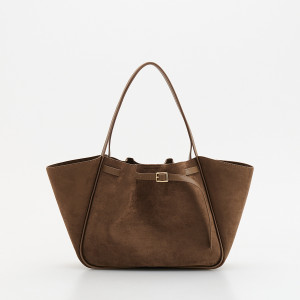 Torebka shopper z imitacji zamszu - ONE SIZE - beżowy - damska - Reserved - 4669Y-80X