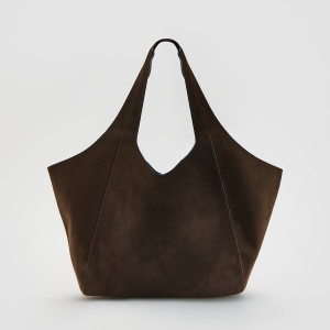 Torebka shopper z imitacji zamszu - ONE SIZE - ciemnobrązowy - damska - Reserved - 4678Y-89X