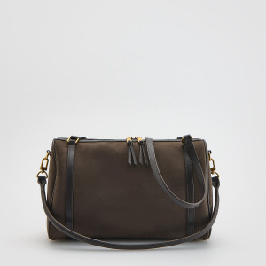 Torebka shopper z imitacji zamszu - ONE SIZE - ciemnobrązowy - damska - Reserved - 4680Y-89X