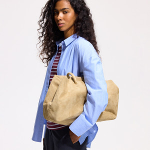 Torebka shopper z imitacji zamszu - ONE SIZE - beżowy - damska - Reserved - 4688Y-80X