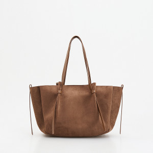 Torebka shopper z imitacji zamszu - ONE SIZE - brązowy - damska - Reserved - 4692Y-82X