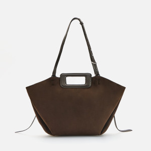 Torebka shopper z imitacji zamszu - ONE SIZE - ciemnobrązowy - damska - Reserved - 4696Y-89X