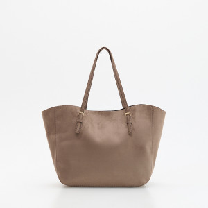 Torebka shopper z imitacji zamszu - ONE SIZE - beżowy - damska - Reserved - 4706Y-80X