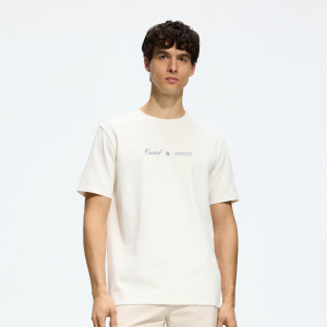Strukturalny t-shirt regular fit - M - złamana biel - męska - Reserved - 470IW-01X