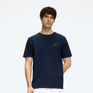 Strukturalny t-shirt regular fit - L - granatowy - męska - Reserved - 470IW-59X