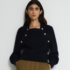 Sweter z raglanowymi rękawami - L - granatowy - damska - Reserved - 472EN-59X