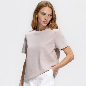 Bawełniany t-shirt - L - złamana biel - damska - Reserved - 473KL-01X