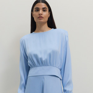 Bluzka z wiskozy - S - jasnoniebieski - damska - Reserved - 474EN-50X