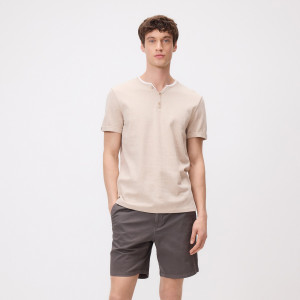 T-shirt henley slim fit - XXL - beżowy - męska - Reserved - 474IW-08M