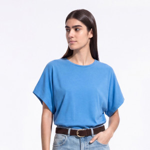 T-shirt z modalem - L - jasnoniebieski - damska - Reserved - 475KL-05X
