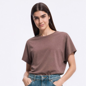T-shirt z modalem - M - brązowy - damska - Reserved - 475KL-84X