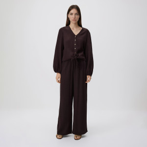 Bawełniane spodnie - L - ciemnobrązowy - damska - Reserved - 477HV-89X