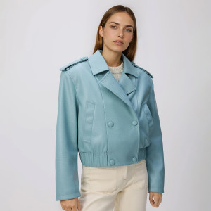 Kurtka z imitacji skóry - XXL - jasnoturkusowy - damska - Reserved - 479IA-06X