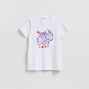 T-shirt z nadrukiem - L - biały - damska - Reserved - 479IY-00P